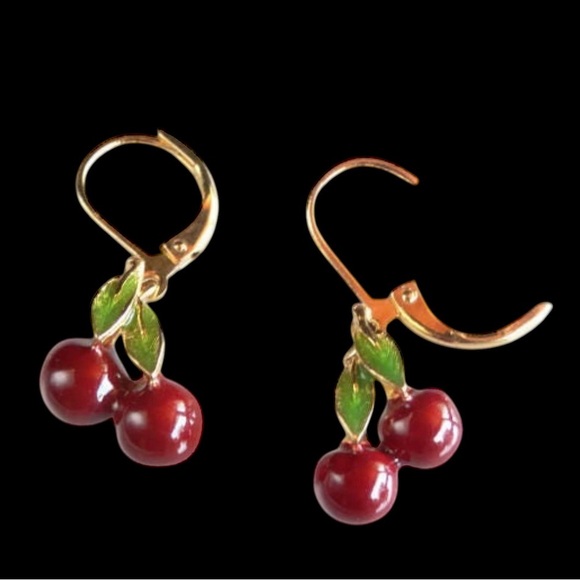 Joan River Custom Enamel Cherry Necklace and Earrings set - Picture 14 of 17